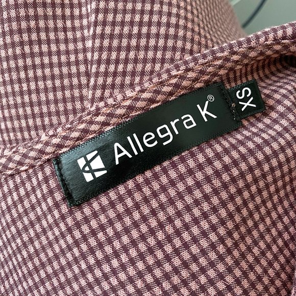 Gingham Checked Mini-Dress Ruffled Collar ALLEGRA K Grunge Twee Petite XS to S - Picture 4 of 9